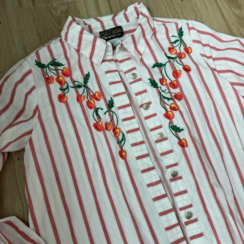 Vintage button down blouse with cherries